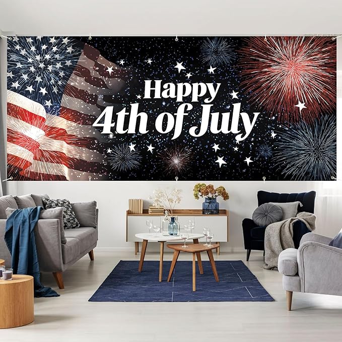 7 * 16FT Eagle Flag Happy 4th of July Garage Door Cover Decorations Independence Day Garage Door Banner for Outdoor Indoor Patriot Party Photography Backdrop