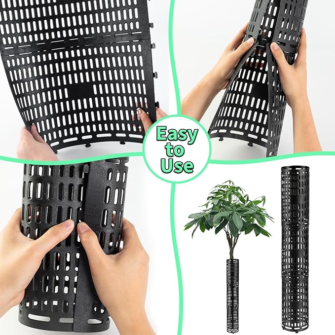 YGAOHF Tree Trunk Protector, 7 Pack Tree Trunk Protector Guard, Heavy Duty Expandable Tree Wrap, Black Tree Protectors from Trimmers, Mowers, Animals, Perfect for Saplings and Fruit Trees