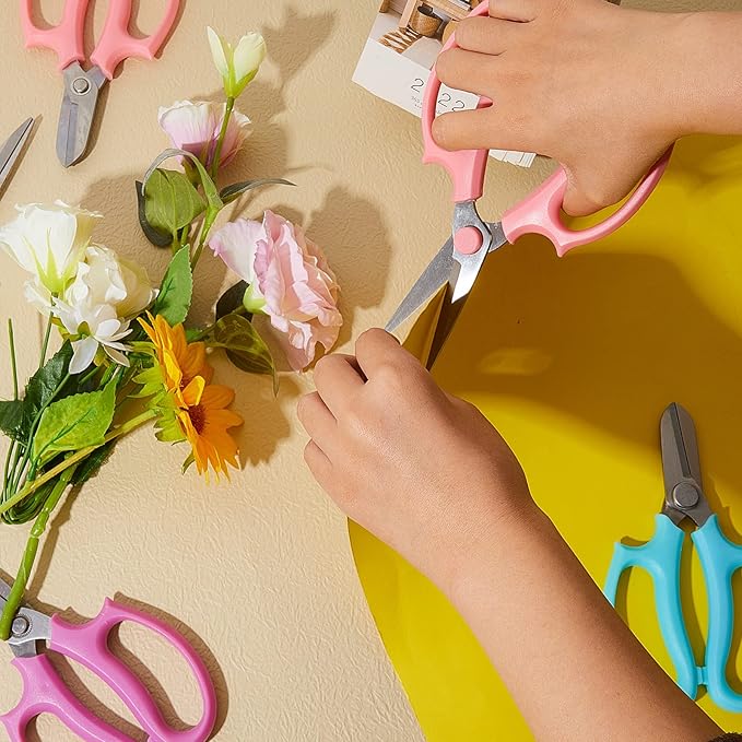 12 Pcs Gardening Tools Flower Scissors Flower Bar Supplies Pastel Rainbow Color Pruning Scissors Floral Shears Stainless Steel Garden Clippers Cutters for Branches Leaves, Gift for Women(Fresh Color)