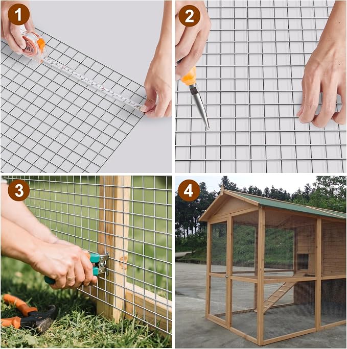 Hardware Cloth 1 inch 48 x 100 ft Mesh 17 Gauge Vinyl Hot Dipped Galvanized After Welding Fence Wire Rodent Mesh Preventing Hare, Raccoons, Foxes, Groundhog Poultry Netting