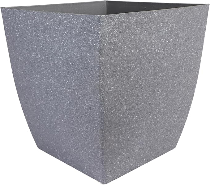 The HC Companies Santa Fe Square Self-Watering Pot - Lightweight Plastic Planter for Herbs & More - Durable Plant Pots for Indoor Plants & Outdoor Plants (12" Pebble Gray, Pack 1)