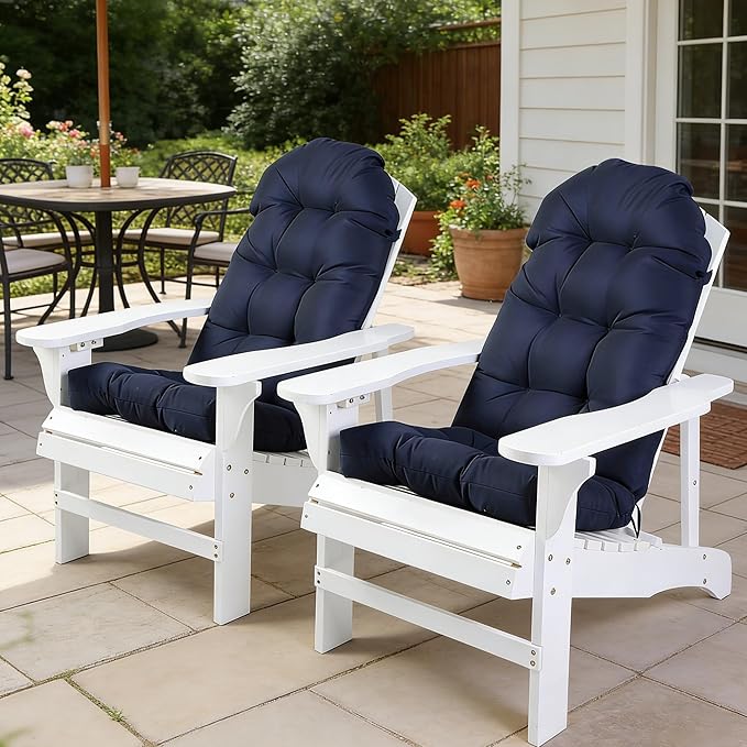 Enipate Weather Resistant Adirondack Chair Cushions High Back Indoor Outdoor Patio Tufted Lounge Cushion Seat Pads