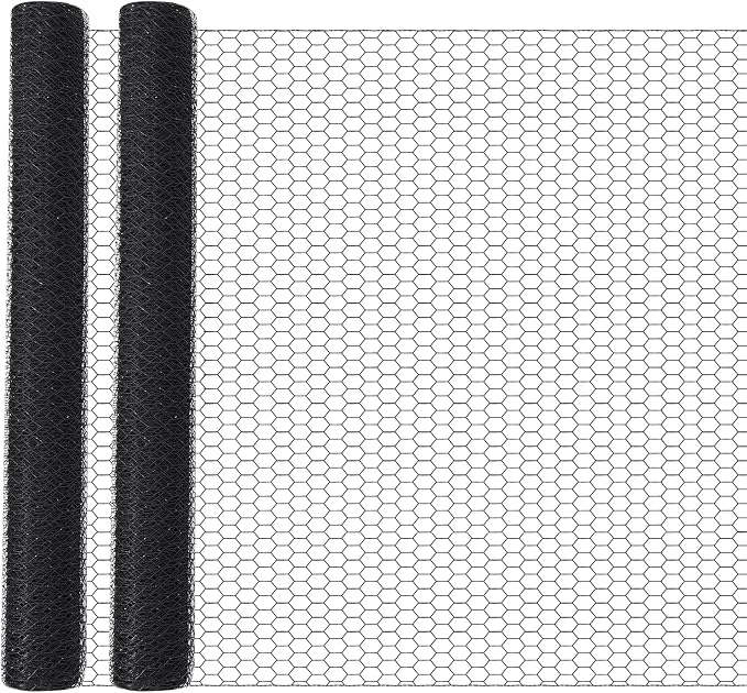 GlikCeil 48 in x 100 ft Chicken Wire Fencing Metal Floral Chicken Wire Mesh for Crafts Poultry Garden, 1 Inch Hexagonal Galvanized Hardware Cloth Netting for Poultry Coop Barrier Rabbit Cage(Black)