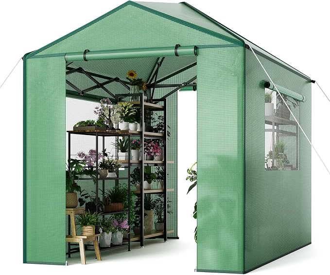 Hipicute Pop Up Greenhouse 8x6 FT,Portable Walk-in Indoor Outdoor Greenhouse for Garden Patio Backyard,Zippered Doors and Window,PE Cover,96x72 inch