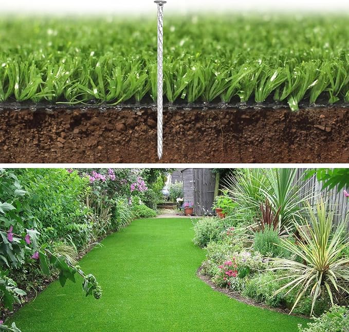 100 Pack 6 Inch Turf Nails for Artificial Grass Galvanized Metal Landscape Stakes Spiral Spikes for Weed Barrier, Garden Lawn Paver Edging, Securing Fences