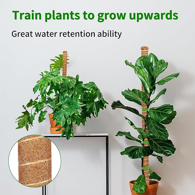 4 Pack Moss Pole, 63-Inch Moss Poles for Plants Monstera,Bendable Plant Support Stakes for Climbing Plants Indoor, Garden Trellis Plant Stick for Potted Plants, Pothos Philodendron