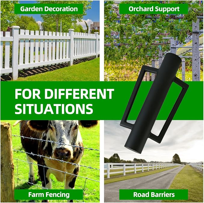 Fence Post Driver with Handle 16.5 Inch T Post Driver, 8LB Heavy Duty Hand Post Pounder, 2.7 inch Inner Diameter Hand Post Rammer for Metal Fence Stake, U Channel, Sign Post