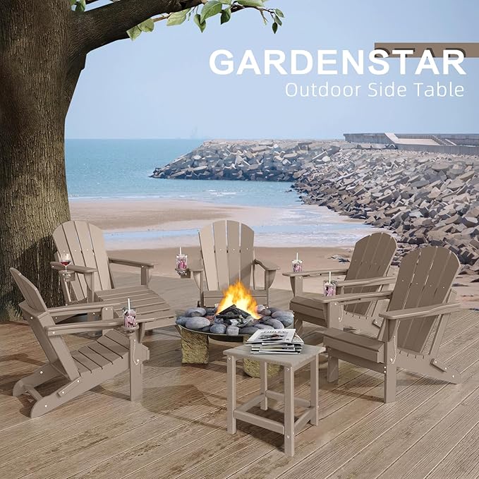 GARDENSTAR Outdoor Side Tables Adirondack, HDPE Small Table for Patio,Outside End Table for Porch, Deck, Pool, Weather Resistant/Easy Maintenance