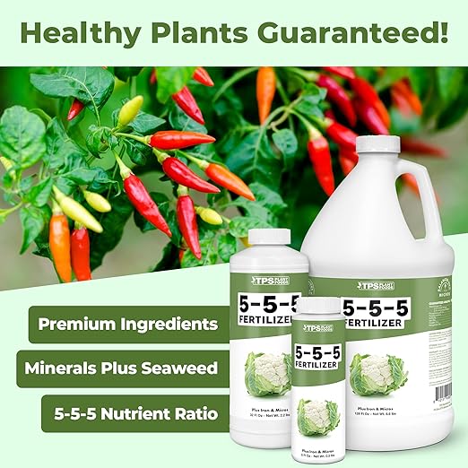 5-5-5 Fertilizer for Plants, Great for Vegetables, Flowers, and Shrubs, Liquid Plant Fertilizer by TPS Plant Foods, 1 Gallon (128oz)