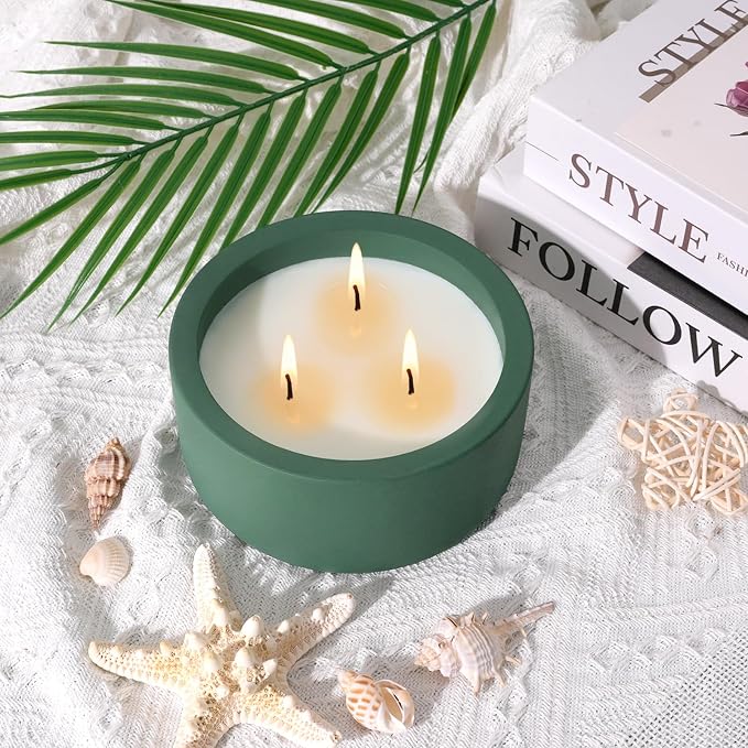 Viyffo Large Citronella Candle Outdoor, 3 Wick 20oz Citronella Candle Indoor, Non Toxic Soy Scented Candle, Green Ceramic Jar for Patio, Deck, Garden, Backyard & Camping, Home Fragrance, Décor & Gift