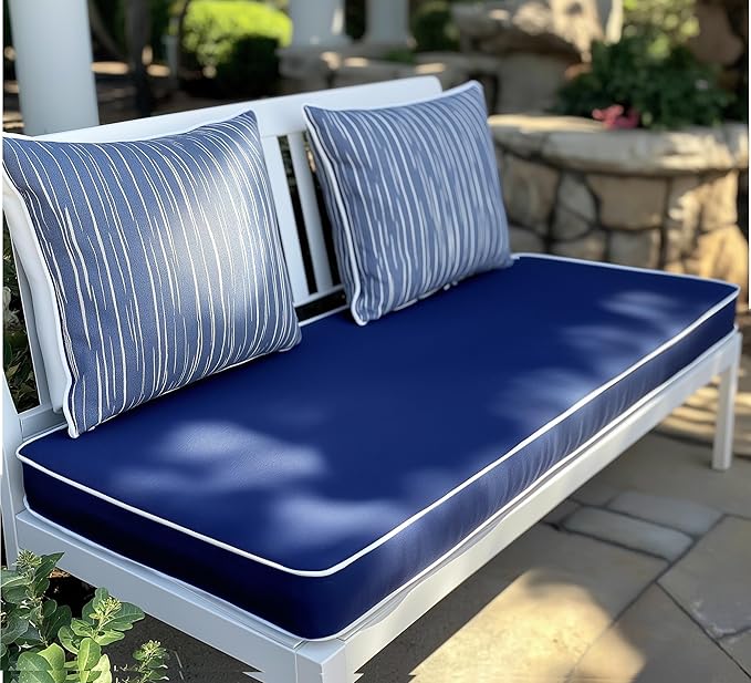 Porch Shield Outdoor Bench Cushion Cover – Waterproof Swing Cushion Cover for Patio Furniture Loveseat (Not Insert) Solid Navy 45" W x 18" D x 3" H