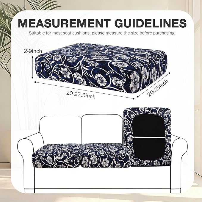 hyha 8Pcs Patio Cushion Covers, Stretch Outdoor Couch Cushion Covers, Washable Outdoor Chair/Sofa Slipcovers for Patio Furniture Cushions Protector with Elastic Bottom(Baroque,Cover Only)