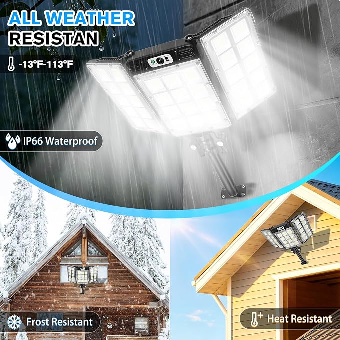 270° Adjustable Solar Street Light, 800 LED Motion Sensor Solar Flood Light, 6000mAh Security Light with Remote Control, 3 Modes, IP66 Waterproof Wall Light for Yard, Garden, Driveway, Garage, Fence