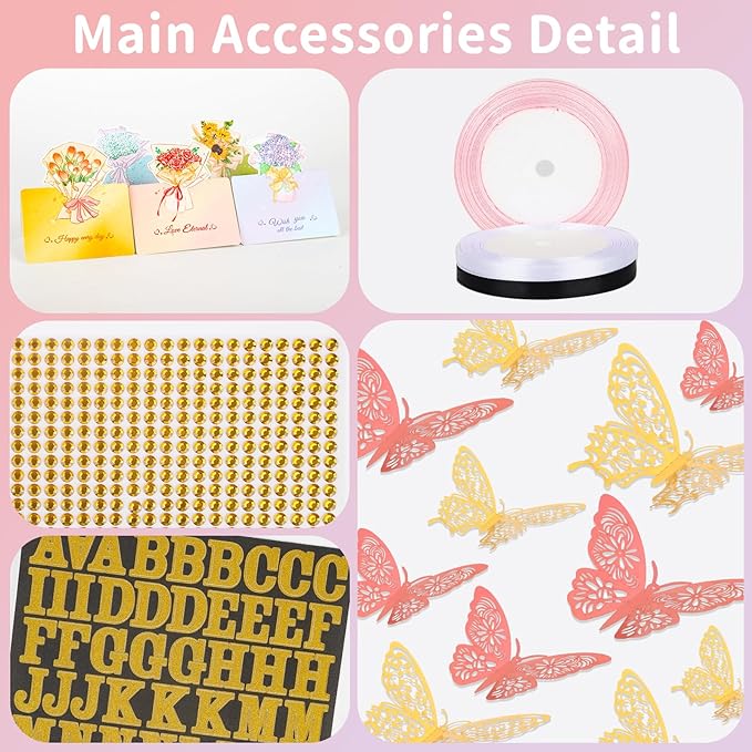 BESUPERT A Bundle of 260Pcs and 52Pcs Flower Bouquet Wrapping Paper Accessories Kit
