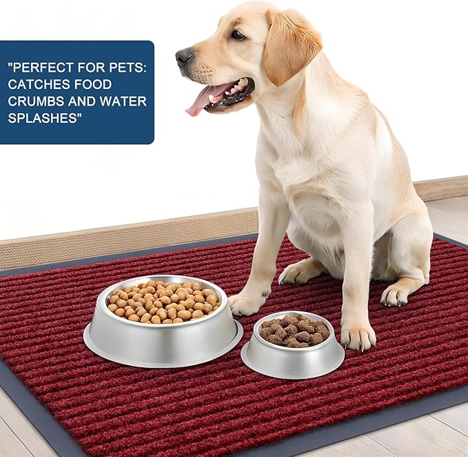 OLANLY Front Door Mat Indoor Outdoor Entrance, 2-Pack 59 x 34 Inch, Waterproof Heavy Duty Doormat, Fade Resistant, Low Profile, Easy Clean Patio Porch Welcome Floor Mats for Entry, Wine Red