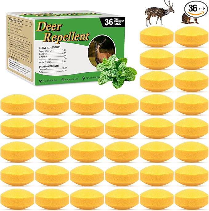 36 Pack Deer Repellent Rabbit Repellent Outdoor for Plants, Deer Deterrent Keep Deer & Rabbit Out of Flower Vegetable Tree Deer Repeller Lawn Garden