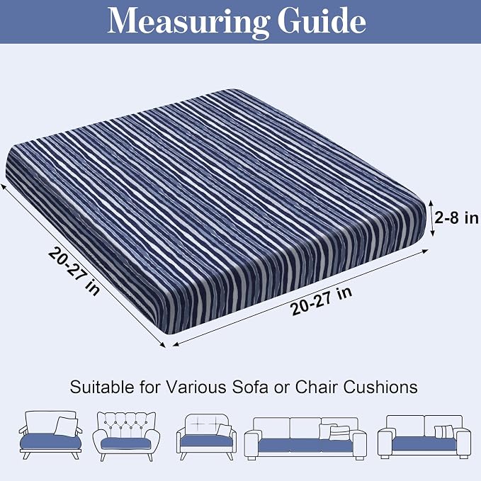 pickyNproud 14Pcs Patio Cushion Covers Stretch Outdoor Couch Cushions Slipcovers Replacement Washable Furniture Protector with Elastic Bottom Sofa Chair Seat Cover, Navy