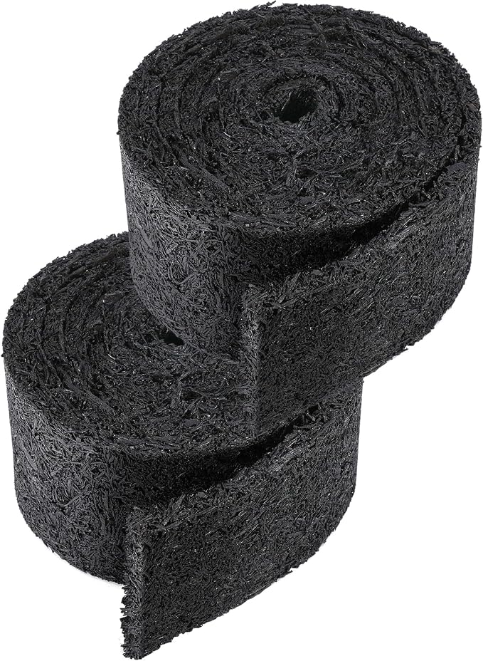 Adnee 140 x 5.5 Inch Reversible Rubber Mulch Mat, 2 Roll Black Recycled Rubber Walkway, Permanent Garden Edging Barrier Mat for Landscaping Plants Vegetables Flowers