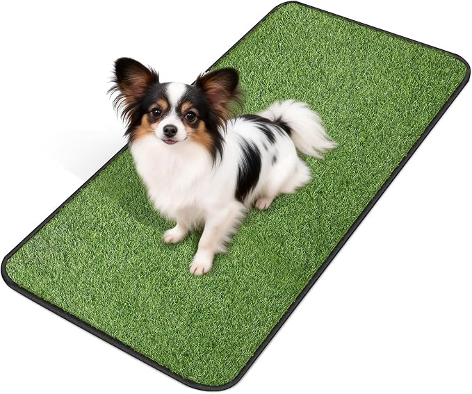 Artificial Grass for Dogs Potty, Reusable Pet Training Mat for Home and Travel, Washable Hemmed Edge Grass Pee Pad with Drainage Holes, Easy to Clean (19.8"x39.6")