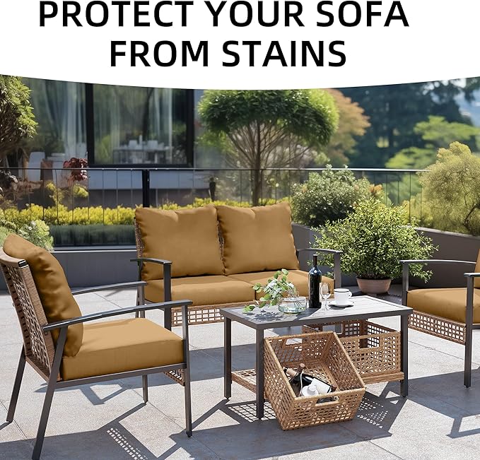 Outdoor Cushion Covers Set,12PCS Patio Furniture Couch Seat Slipcovers, Replacement for Sofa Sectional Chair(Cover，Only)