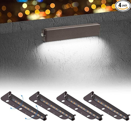 4-Packs 3W 7inch LED Hardscape Paver Lighting,12V AC/DC Low Voltage Retaining Wall Lights,LED Landscape Lighting,5000K Daylight White Outdoor Step Light,50,000 Hours Lifespan
