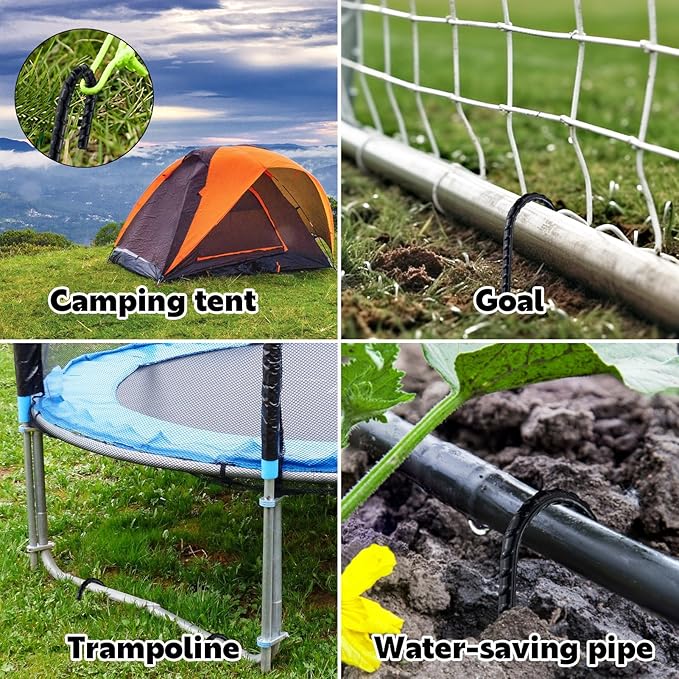 12 Inch J-Hook Rebar Stakes, HeavyDuty Anti-Rust Ground Anchors for Chainlink Fence, Garden Dog Fence, Sports nets, Camping Tent, Etc (80 Pack)