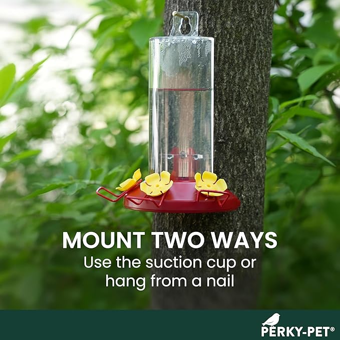 Perky-Pet Plastic Window Mount Hummingbird Feeder with Perches - 8 oz Hummingbird Nectar Capacity,217 -Hummingbird feeders for Outdoors,(Pack of 6)
