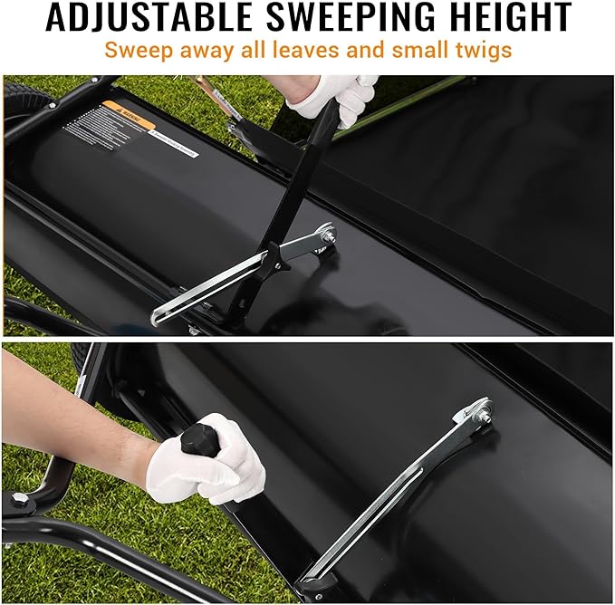 GAOMON 52" Heavy-Duty Tow-Behind Lawn Sweeper,27 cu.ft. Large-Capacity Grass & Leaf Collector for Tractors & ATVs, Adjustable Height with Easy Dump Rope, Efficient Yard Debris Removal for Lawn Care