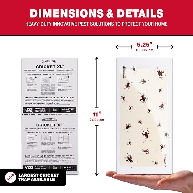 Catchmaster Cricket XL Giant Glue Boards 48Pk, Cricket Traps Indoor with Adhesive Attractant Design, Bug Catcher Traps for Inside Your Home, Insect Killer for House & Garage, Pest Control for Home