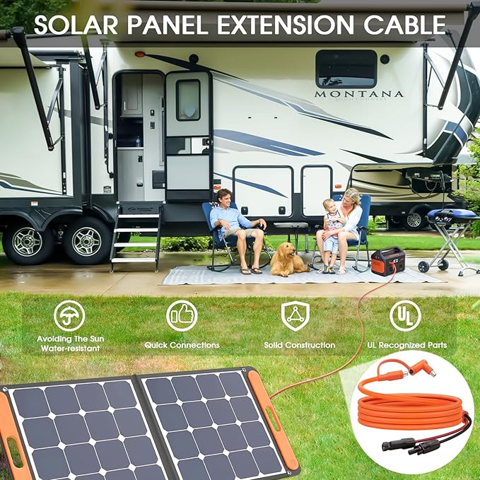10FT MC4 to 8mm Adapter Cable for Jackery | Universal Solar Panel Connector and DC8020/7909 Compatible with BLUETTI, Yeti, Anker, Jackery Portable Power Station for Camping, RV, Emergency Use