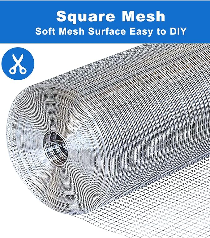 Chicken Wire Mesh 1/2 inch 36 x 100 ft 19 Gauge - Hot Dipped Galvanized Hardware Cloth Wire Mesh Roll Garden Fencing Welded Wire Mesh & Wire Cloth Gopher Wire