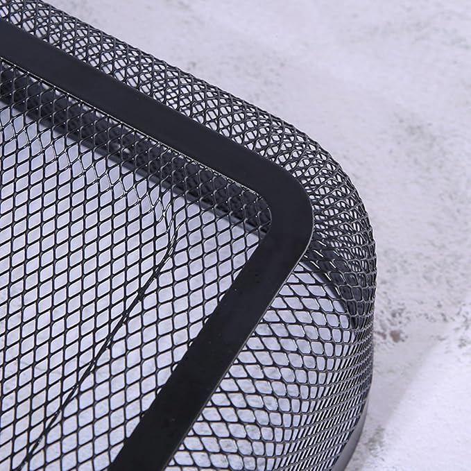 AJIODA Metal Mesh Steel Basket, Storage Organizer Basket Garden Harvest Basket Multi-functional Kitchen Fruit Baskets Bin with Wooden Handle for Bathroom Picnic Shopping Decor Cabinet Home, Black