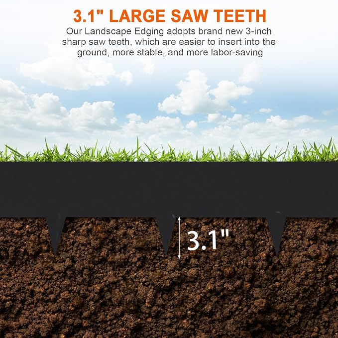 41" L X 9.4" H Galvanized Steel Landscape Edging, 6 Pack Metal Edging for Landscaping, Hammer-in Metal Garden Edging for Lawn, Yard & Pathway Border