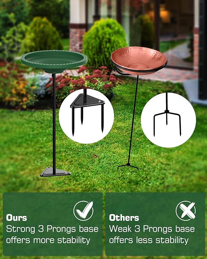 Bird Baths for Outdoors Heavy Duty, 38.5 Inch Detachable Birdbaths for The Garden Clearance, Bird Bath Bowl Spa & Birdfeeder with Metal Stake Stand for Outdoors Garden, Circle Style (Green)