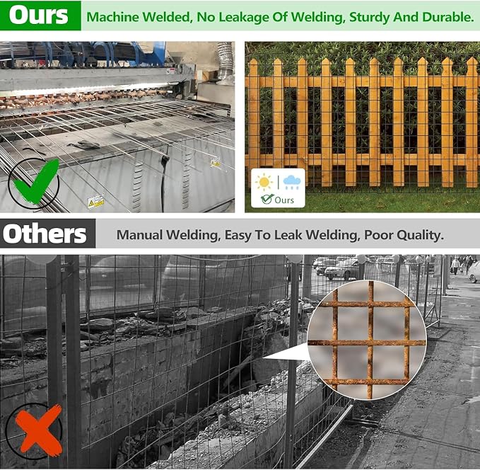 GILPWA Welded Wire Fence, 50ft(L) x 48inch(H) Garden Fence for Dog, 2 Inch x 3 Inch 16GA Fencing for Chicken, PVC Coated Anti-Rust Roll Metal Wire Mesh Fence for Yard Vegetable, Black
