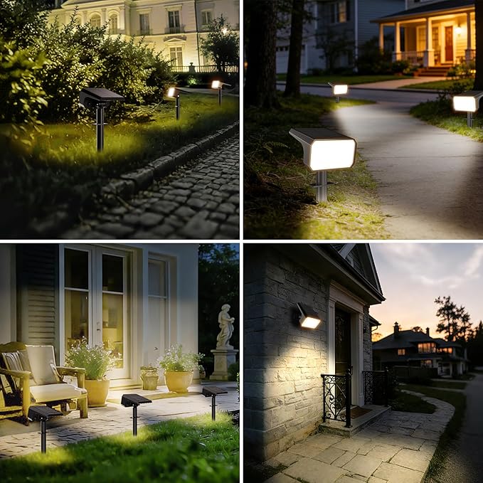 Fabrito 10 Pack Solar Spot Lights Outdoor Waterproof IP67, [108 LEDs, 4 Modes] Dusk to Dawn Spotlights with 1500mAh Battery for All Night, Landscape Lights for Tree, Yard, Pool, Pathway, Warm White