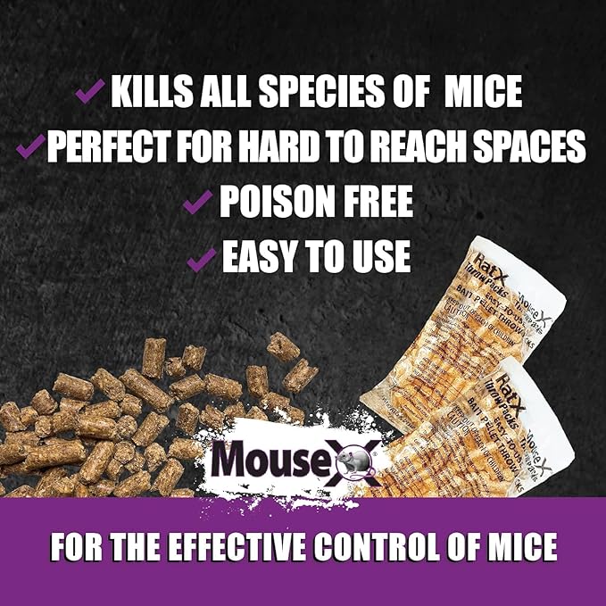 MouseX Throw Packs- for All Species of Rats Mice Safe Around Pets- Pack of 2
