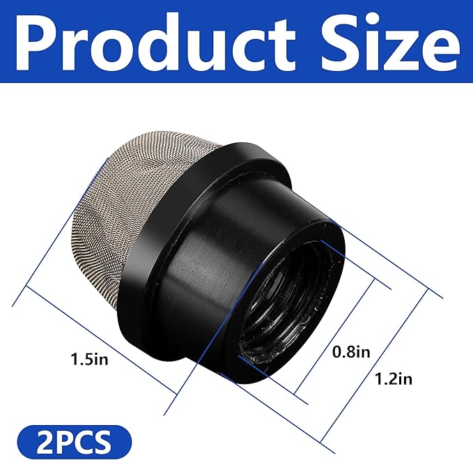 DECOHS 2 Pcs 190106Z Air Bleeder Screen Cap- Stainless Steel Screen Filter Cap Replacement Parts- Air Valve Strainer Cap for Most Pools Filters