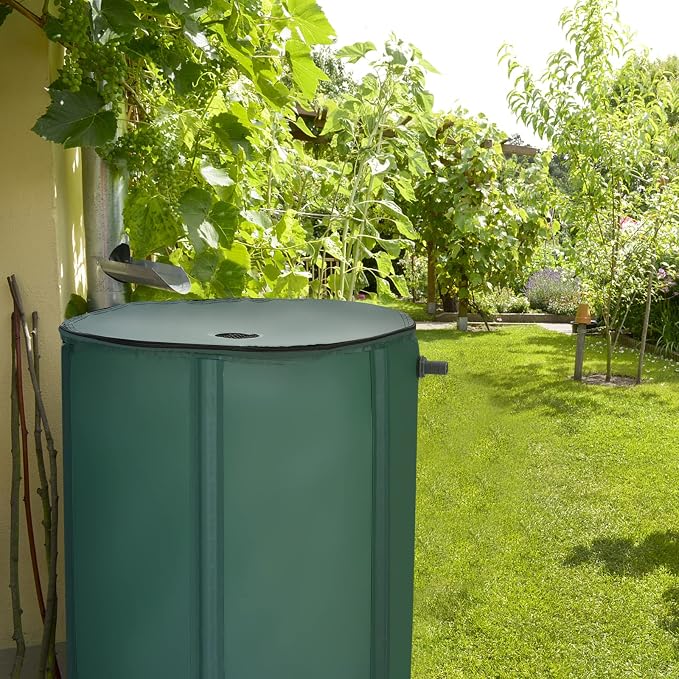 Happygrill 60 Gallon Collapsible Rain Barrel, PVC Rain Water Collection Barrel with Spigot Water Storage Container & Top Mesh, Portable Rain Barrels to Collect Rainwater from Gutter for Garden Lawn