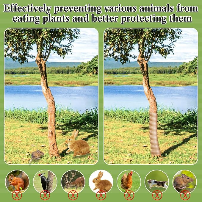 Wesiti 20 Pcs Tree Trunk Protector Plastic Spiral Trunk Tree Wrap Guard Bark Tube Protectors to Protect Bark Saplings from Deer Cats Rodents Rabbit Mowers (Light Brown)