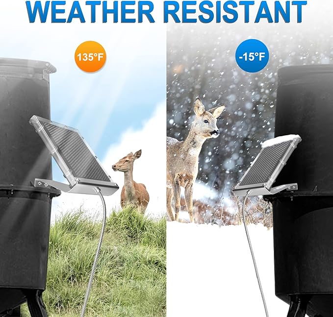 POWOXI 12V 1.7W Solar Panel for Deer Feeder Waterproof Solar Battery Charger with Mounting Bracket Alligator Clip Feeder Solar Panel 12 Volt