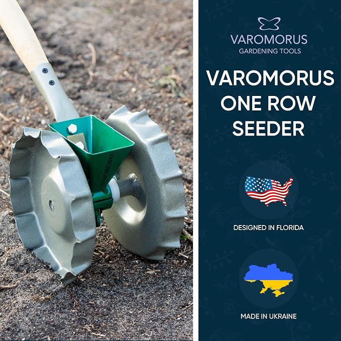 Varomorus Precision Seeder: Durable Metal Vegetable Planter for Efficient Garden Sowing - Ideal for Greens, Beets, Carrots, Onions, for Gardens, Greenhouses, Open Fields, W/Out Handle