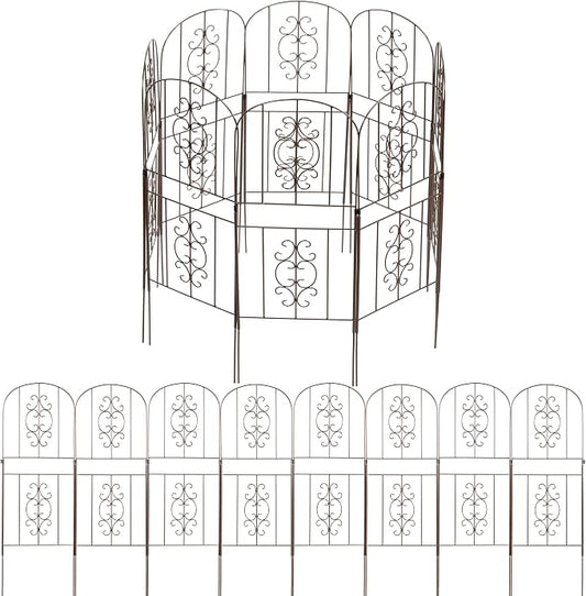 Evergreen Montebello Metal Garden Fence Edging 28" Above Ground, 8 ft Long | No Dig Landscape Edging for Garden, Flower Bed, Yard | Animal Barrier Decorative Fencing for Dogs, Rabbits