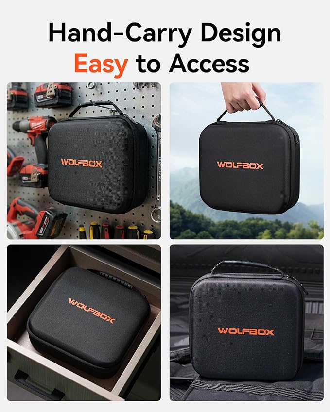 WOLFBOX Hard Carrying Case for MF50 Electric Air Duster [CASE ONLY, Device Not Included], Shockproof Travel Storage Bag for Compressed Air Blower & Accessories, Splash-Proof