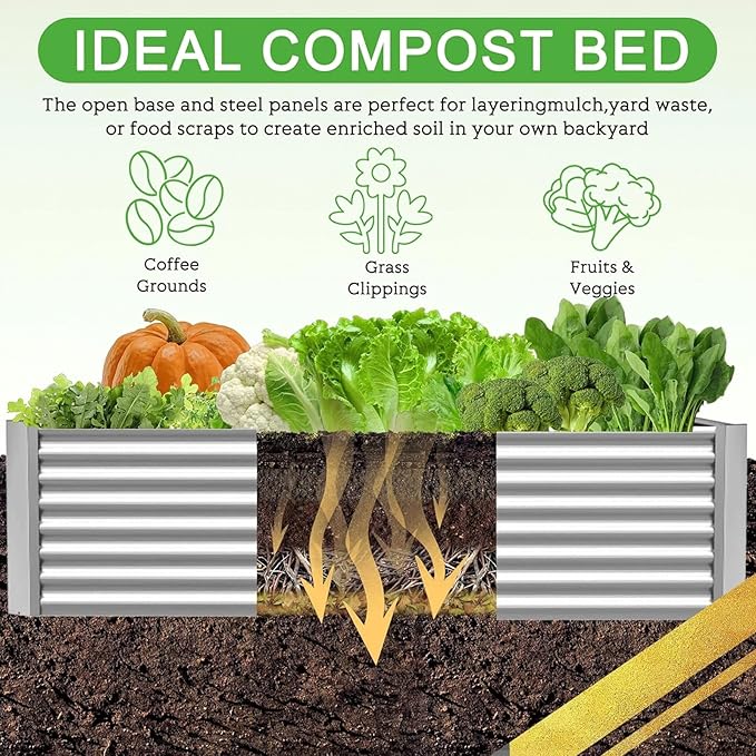 3 Pack 6x3FT Corrugated Galvanized Steel Raised Garden Bed Outdoor, Metal Above Ground Garden Bed for Vegetables and Flowers, Rectangle Raised Beds for Gardening