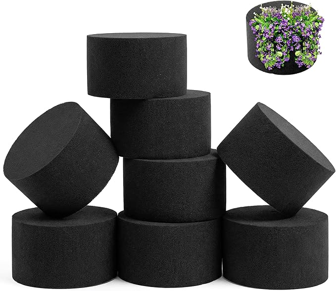 Reusable Floral Foam Round Blocks,Black Flower Foam Round for Artificial & Dried Flowers, Dry Floral Foams Styrofoam for Artificial Flowers (8 Pack, 5")