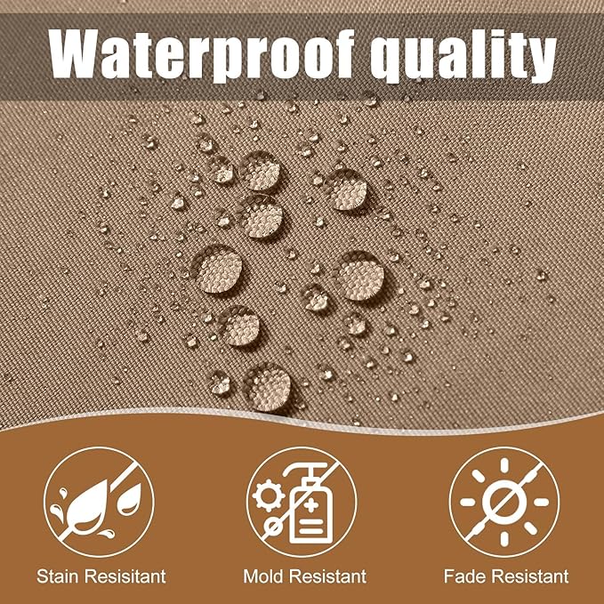 DoubleFill 2 Pcs Outdoor Ottoman Cushion 23"x19"x3" Waterproof Fade Resistant Outdoor Footstools Cushion Removable Patio Ottoman Cushions with Adjustable Fixing Strap for Stool (Light Brown)