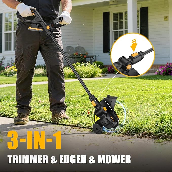 Cordless Weed Wacker + Hedge Trimmer + Leaf Blower Combo Compatible with Dewalt 20v Max Battery(Tool Only), 20V Cordless Weed Eater & Edger/String Trimmer for Lawn Care, Garden, Yard
