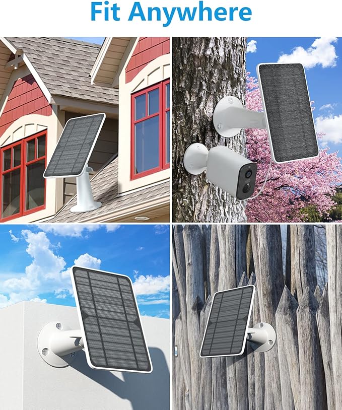 Solar Panel Charger Compatible with Eufycam 3/3C/2C/2C Pro/E40/E20/2/2 Pro/E/L20/L40/Solo/SoloCam Spotlight, 5W Solar Panel for Eufy Camera, Micro USB & USB-C Port, 9.8ft Cable, P65 Waterproof, 3 Pack