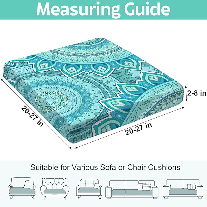 pickyNproud 8Pcs Patio Cushion Covers Stretch Outdoor Couch Cushions Slipcovers Replacement Washable Furniture Protector with Elastic Bottom Sofa Chair Seat Cover, Teal